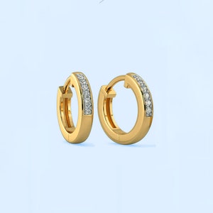 Aros de diamantes, aros de diamantes dorados, pendientes de diamantes, aros pequeños, aros de diamantes, regalo de cumpleaños, regalo para esposa, regalo para ella