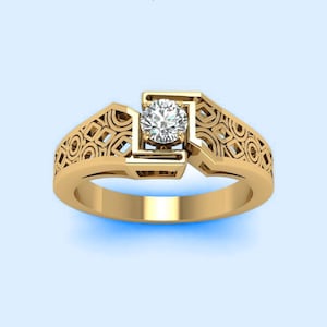 1ct round cut solitaire Men&#39;s diamond ring, engagement ring for men, silver/solid gold men&#39;s ring, anniversary/valentine ring gift for him.