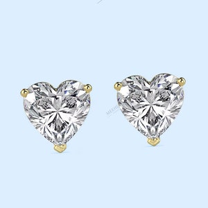 Heart shape moissanite diamond stud earrings, Earrings for Women, Silver/Solid gold earrings, Anniversary love gift, valentine gift for her.