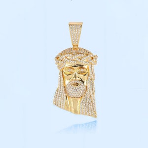 Iced out jesus pendant, jesus jewelry, hip hop jesus pendant, jesus face pendant, moissanite jesus pendant, premium sterling silver pendant.