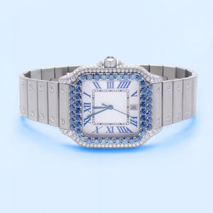 Reloj Moissanite, reloj de diamantes, reloj helado, reloj hip hop, reloj de lujo, reloj automático, relojes para hombre, reloj de esfera cuadrada para hombre.