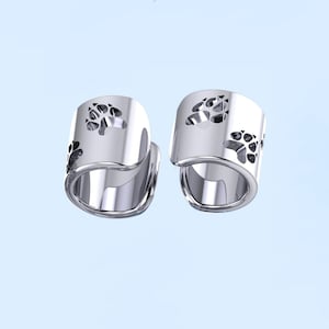 Wolf Pfotenabdrücke Manschette Ohrringe, Silber Ohrmanschetten, Tierpfoten Ohrmanschetten, verstellbare Manschetten, Knorpel Ohrmanschetten, Halloween Geschenk, gotischer Schmuck.