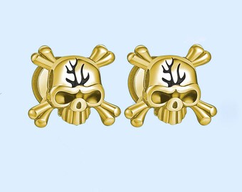 Skull stud earrings, gold skull studs, silver skull studs, halloween gift, unisex skull stud earrings, vintage earrings, goth stud earrings.