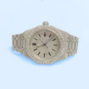 iced out diamond watch for men, diamond quartz watch, wholesale watches, moissanite diamond watch, steel watch, watch for men, gift for men.