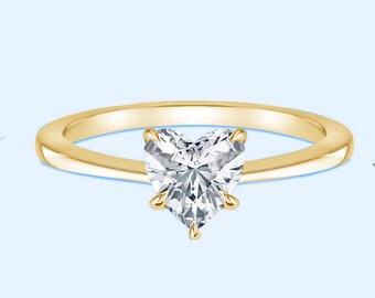 Anello di fidanzamento solitario in moissanite taglio cuore per donna, fede nuziale, anello argento / oro, anello anniversario per lei, regalo di San Valentino.
