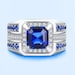 Blue Sapphire Men Ring, Men's Ring Sapphire, Men's White Gold Ring With ...