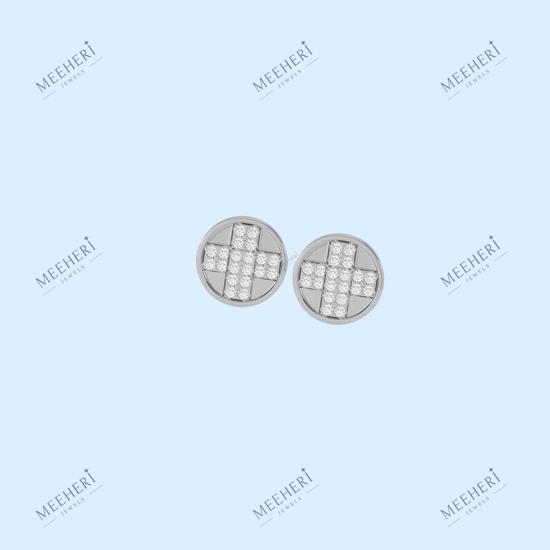 0.25 Round shape moissanite cluster diamond stud earrings, minimal stud earrings, wedding gift, Silver/gold studs, Anniversary gift for her.