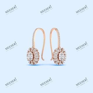 Orecchini Pendenti Goccia In Oro Giallo 18K Con Gemme Ovoidali E Diamanti Naturali 0.13 Ct