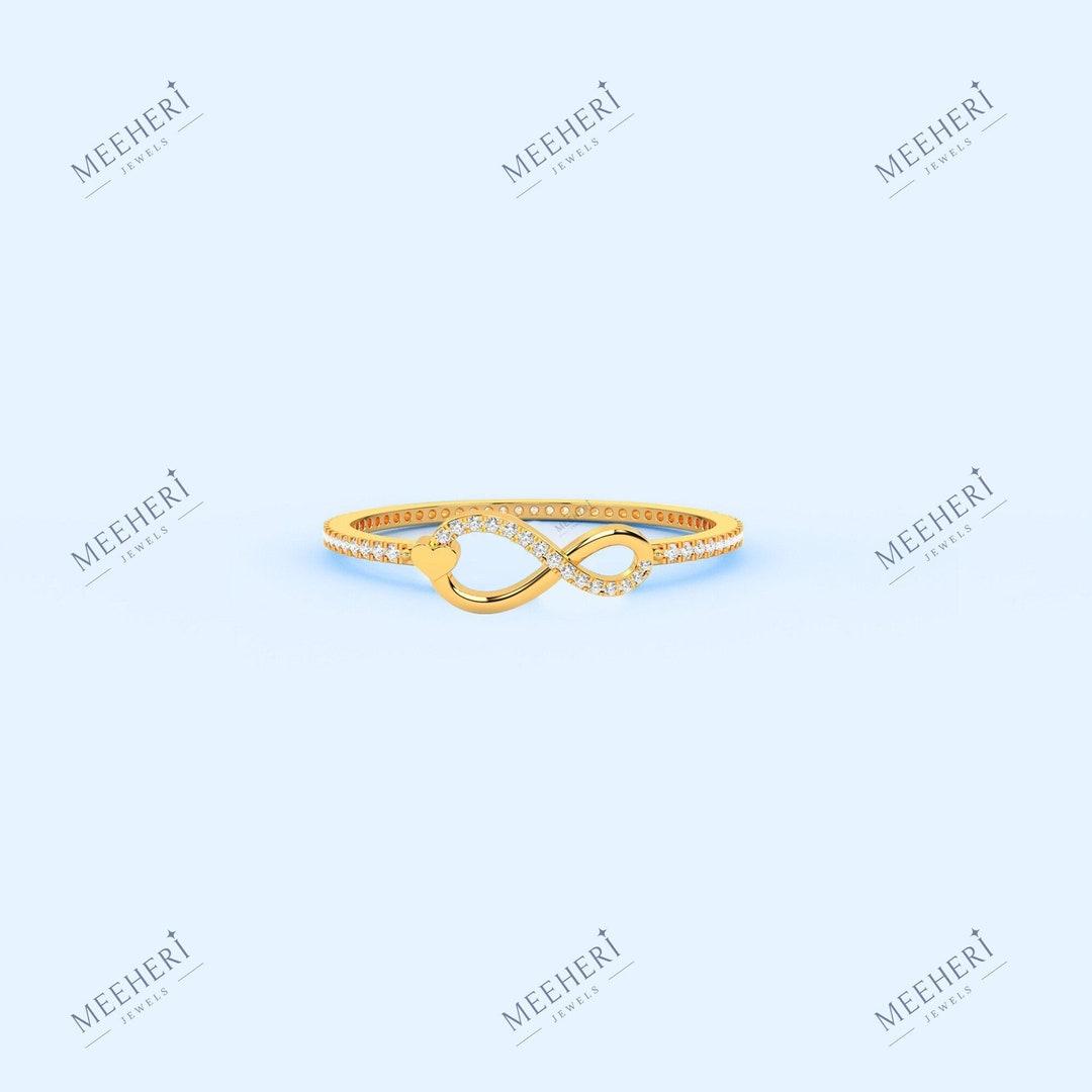 Moissanite Infinity Ring, Sterling Silver, Gold Plated, Anniversary ...