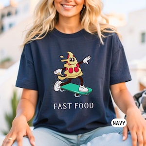 Funny Pizza Skateboard Fast Food T-Shirt Funny Food Shirt Sarcastic Tee Diet Weight Loss Shirt Fast Food Lover Shirt Junk Food Sarcastic Tee