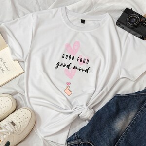 Foodie TShirt positieve quote stemming shirt voedsel giften voor haar giften voor chef-koks voedsel minnaar geschenken schattig Tee Foodie shirt giften voor hem