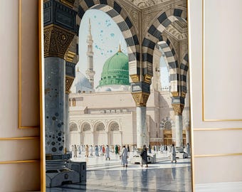 Masjid al-Haram Watercolor Canvas | Mecca Grand Mosque Islamic Art