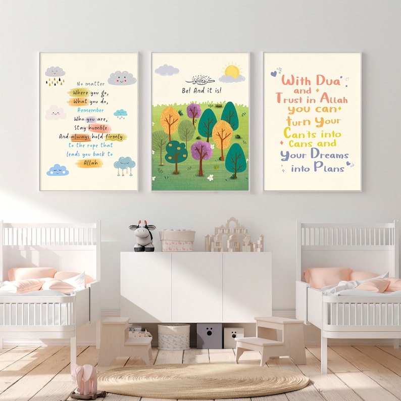Islamic Nursery Wall Art, Motivational Posters, Mosque Art, Good Deeds Posters, Islamic Kids Room Decor,