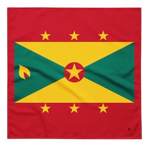 Grenada Flag Bandana - Caribbean Flags - Soft and Washable - Headscarf - Headband Necktie Armband - Pet Bandana Carnival & Cultural Wear