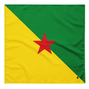 French Guiana Flag Bandana - Caribbean Flags - Soft and Washable - Headscarf - Headband Necktie Armband - Pet Bandana