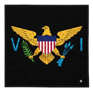 USVI Flag Bandana - VI Bandana Caribbean Flags - Soft Washable - U.S. Virgin Islands Headscarf - Pet Bandana, Carnival & Cultural Wear