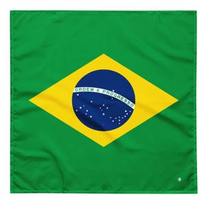 Brazil Flag Bandana - Afro Caribbean Flags - Soft and Washable - Headscarf - Headband Necktie Armband - Pet Bandana Carnival & Cultural Wear