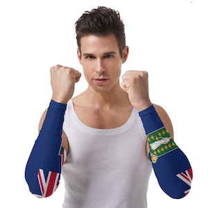 British Virgin Islands, Caribbean BVI Arm Sleeves Pair, UV Protection, Cultural Pride Accessories, Sports & Fitness, Vibrant Island Flag