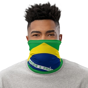 Brazil Flag Neck Gaiter - Afro Latino Flag Face Neck Gaiter