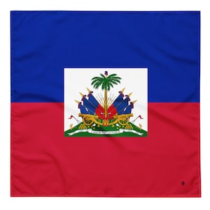 Haiti Flag Bandana - Caribbean Flags - Soft Washable - Haitian Headscarf - Headband Necktie - Wedding, Pet Bandana, Carnival & Cultural Wear
