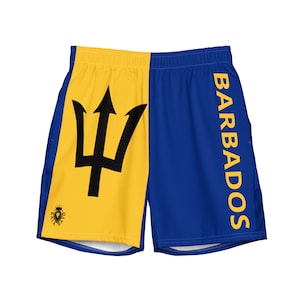 Barbados Men&#39;s swim trunks - Caribbean Mens swim trunks - Summer swimwear - Bajan Culture - Gift - Beach wear - Gift for him