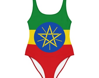 Traje de baño de una pieza con la bandera de Etiopía: traje de baño africano-caribeño
