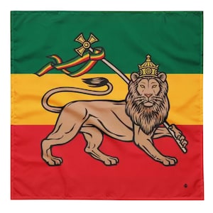 Löwe von Jehuda Flagge, Äthiopien, alte Äthiopien Flagge Bandana - Äthiopien Flagge Kopftuch - Stirnband Krawatte Armband - Haustier Bandana