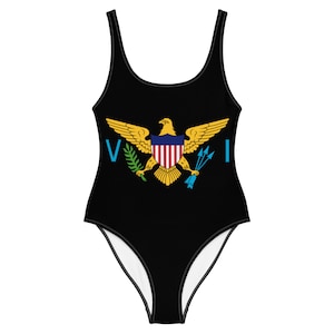 U.S. Virgin Islands USVI Flag Swimsuit – VI Black One-Piece African Caribbean Swimwear
