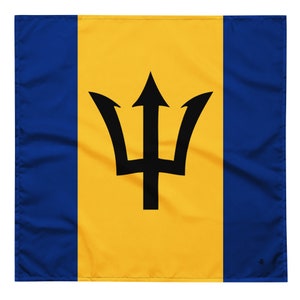 Barbados Flag Bandana - Caribbean Flags - Soft and Washable - Bajan Headscarf - Headband Necktie - Pet Bandana Carnival & Cultural Wear