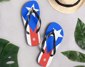 Puerto Rico Flip-Flops, Sandals, Unisex flip flops, Stylish Beach Flip Flops, Pool Sandals, Trip, Bridesmaids