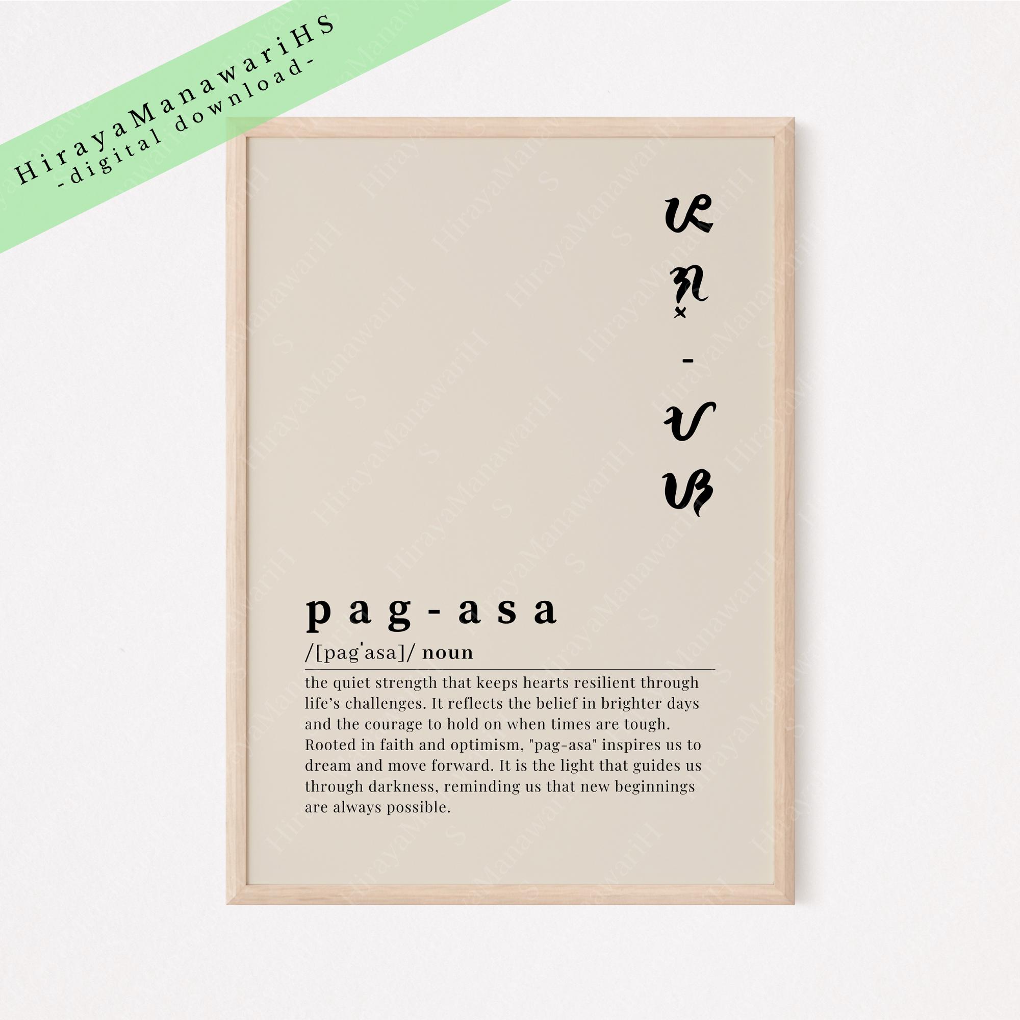Printable Filipino Baybayin Script and Definition Wall Art - Pag-asa ...