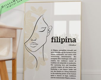 Filipina Definition Art Print: Minimalistyczna grafika liniowa (pobranie cyfrowe)