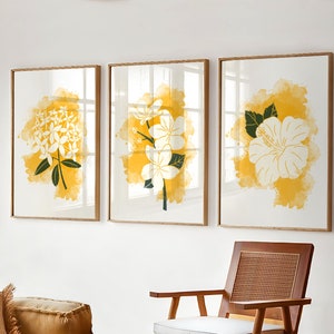 Philippine Native Flowers Set of 3, Sampaguita, Gumamela, Santan, Philippines Art, Filipino Decor, Filipino Wall Art, Digital Download