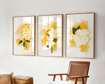 Philippine Native Flowers Set of 3, Sampaguita, Gumamela, Santan, Philippines Art, Filipino Decor, Filipino Wall Art, Digital Download