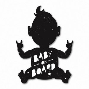 Trendy Tattoo Baby On Board Sticker Calcomanía Estilo Llamativo Diseño Moderno Único Intrincado Patrones Vibrante Larga duración Precaución Seguridad