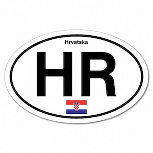 HR Croatia Croatian Country Code Hrvatska Oval Sticker Travel Identification Croatian Flag Nationality Passport  Symbol Souvenir Traveler