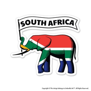 Elefant Südafrika Flagge Aufkleber Aufkleber Vinyl Reisen Tier Wildtiere Nationen Weltkarten erkunden Liebesländer