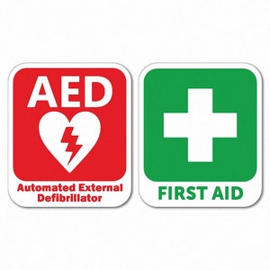 AED Defibrillator First Aid Sticker Decal Emergency Preparedness Lifesaving Cardiac Emergency Quick Response Safety Medical Emergency