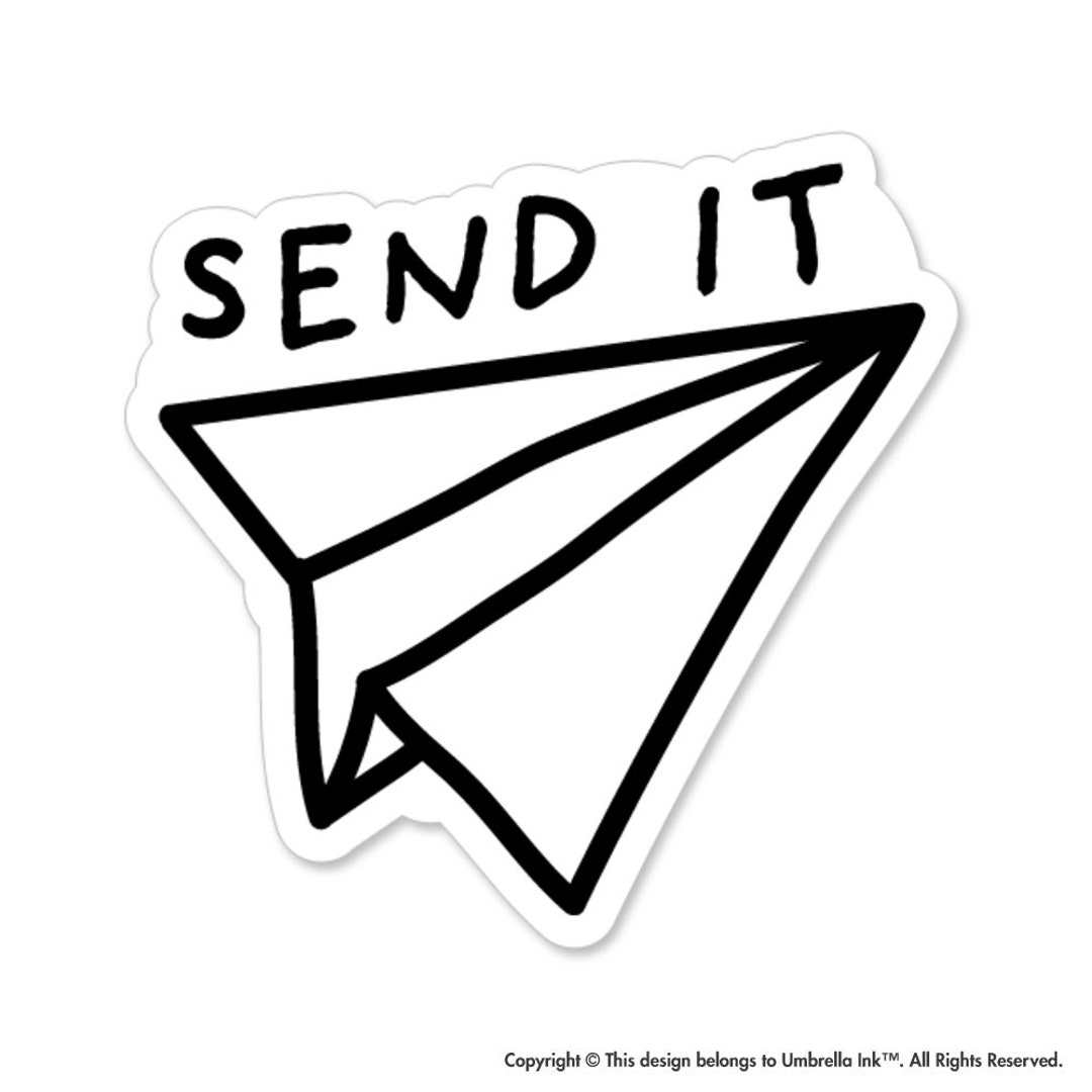 Send Out Sticker Send It Paper Plane Sticker Decal Vinyl Pun Adventure Thrills Thrill ...