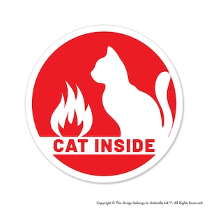 Cat Inside Emergency Sticker Decal First Responders Warnings Caution Animal Safety Felines House Safety Pets Pet