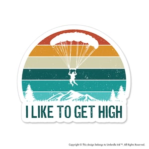 Skydiving High Adventure Parachuting Adrenaline Junkie Wild Mountains Sticker Decal Colorful Sport Extremes Paragliding Risk Takers