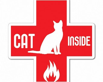 2x Katze im Feuer Notfall Aufkleber Aufkleber Sicherheit Haustier Sicherheit Notfallbereitschaft Klare Anzeige Hoher Kontrast Langlebig Langlebig