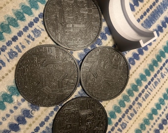 Circuit Board Coasters with Holder