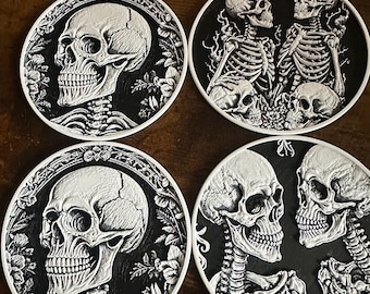 Skeleton Coasters with Holder