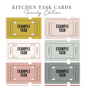 Cartões de tarefas de cozinha - Edição familiar