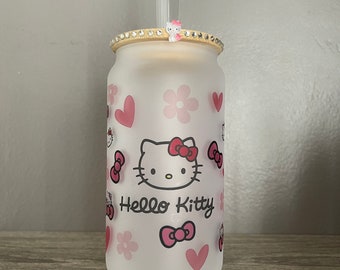Hello Kitty straw topper bow - pink glitter in 2023