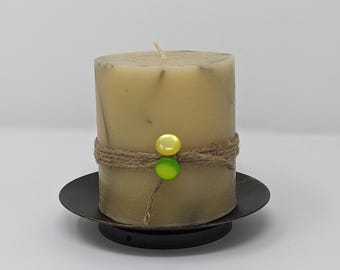 Handmade Lemongrass Beeswax Pillar Candle: Organic Essential Oil Infused