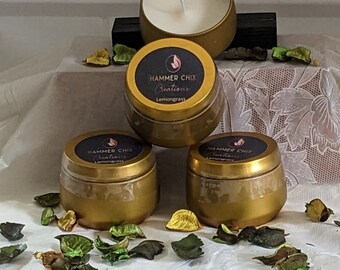Lemongrass Handmade Candle: Organic Coconut Soy Wax, Essential Oils (4oz)