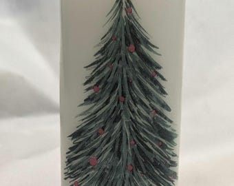 Christmas Tree Pillar Candle: Wax-on-Wax Decoupage, 6 Inch