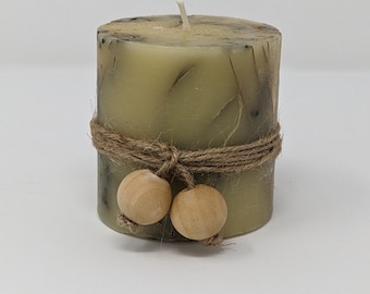 Handmade Organic Beeswax Candle: Citrus Herb Blend, Essential Oils Infused shield blend.